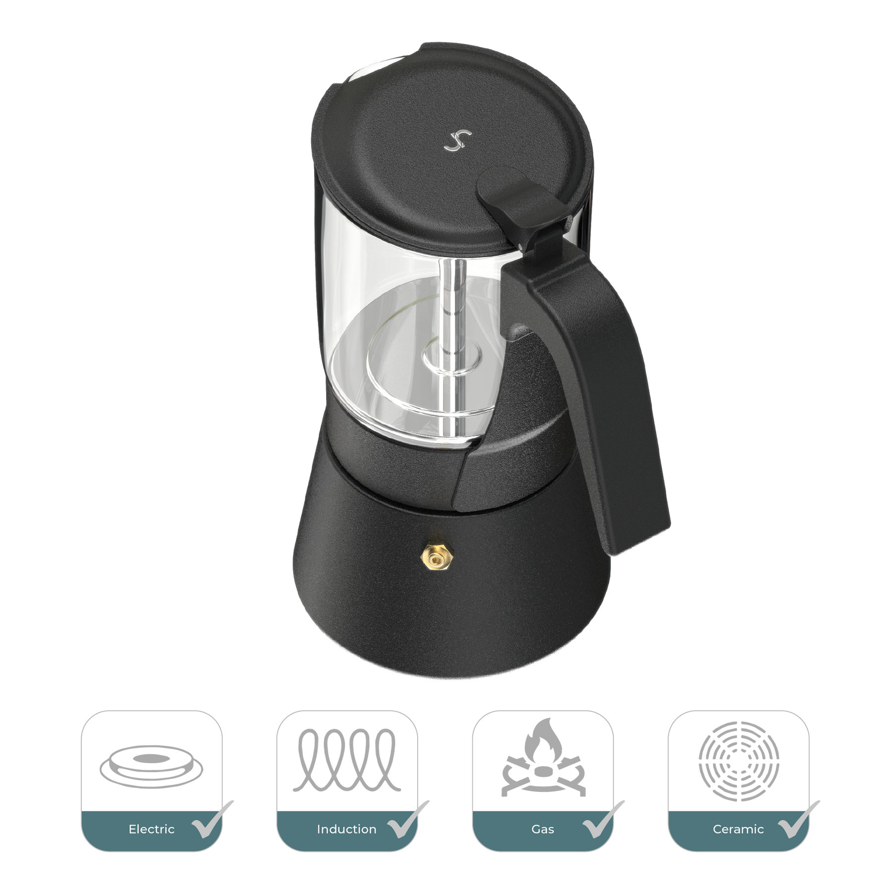 ClearBrew Moka Pot, Black