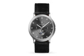 Lilienthal 1, All Silver Small/ Black Leather Strap