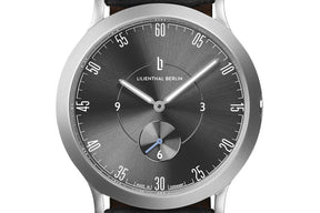Lilienthal 1, All Silver Small/ Black Leather Strap