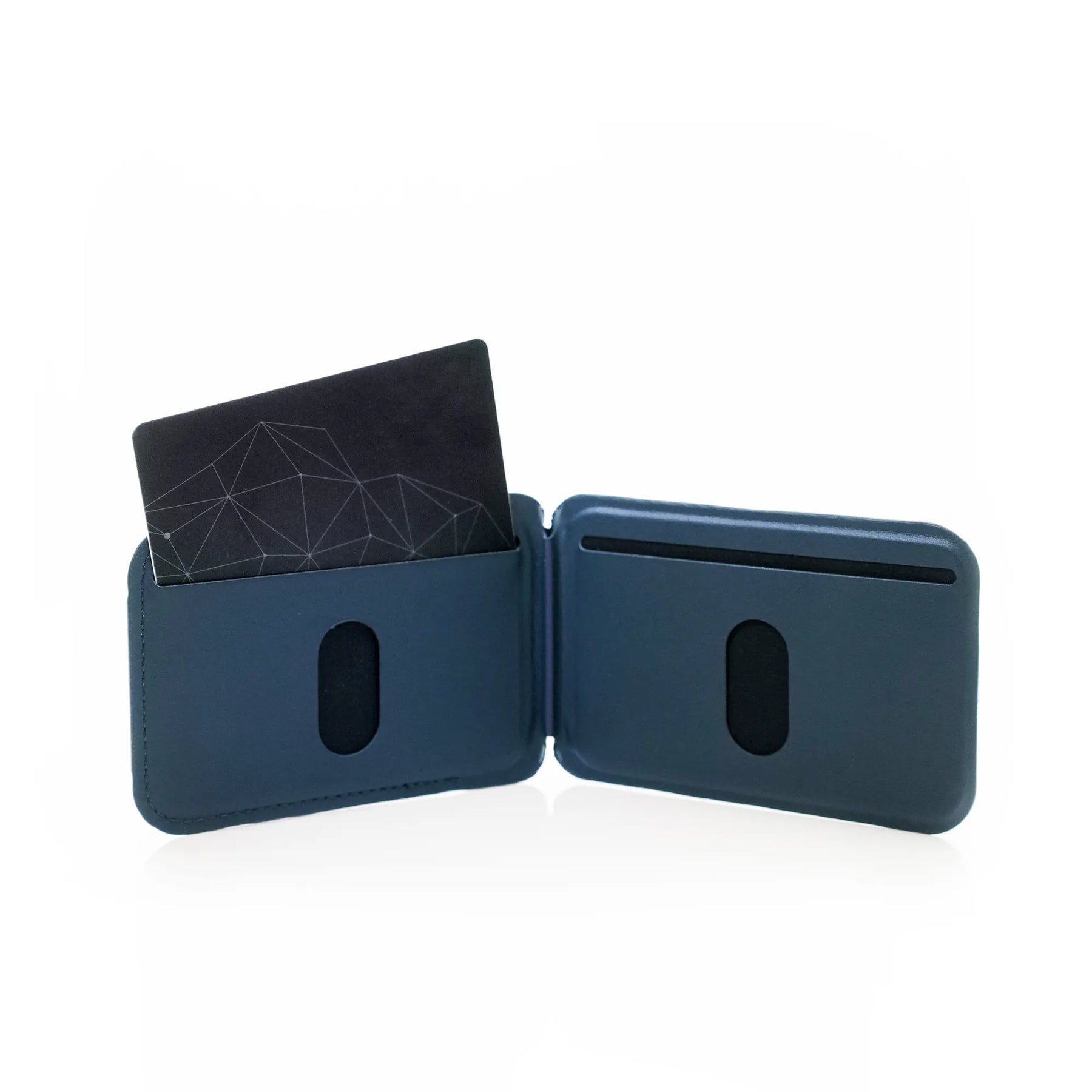 LUCID Refined Biodegradable Leather MagSafe Multipurpose Wallet Stand for iPhone, Midnight Blue