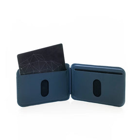 LUCID Refined Biodegradable Leather MagSafe Multipurpose Wallet Stand for iPhone, Midnight Blue