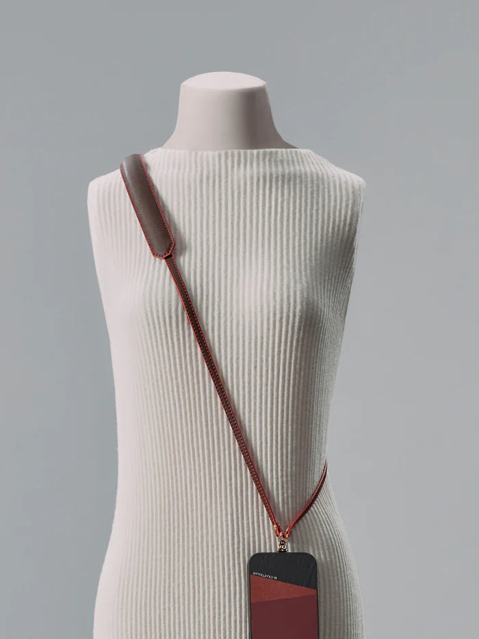 Planeta Microfibre Leather Crossbody Phone Strap, Brown Red | M.Craftsman - Wake Concept Store  