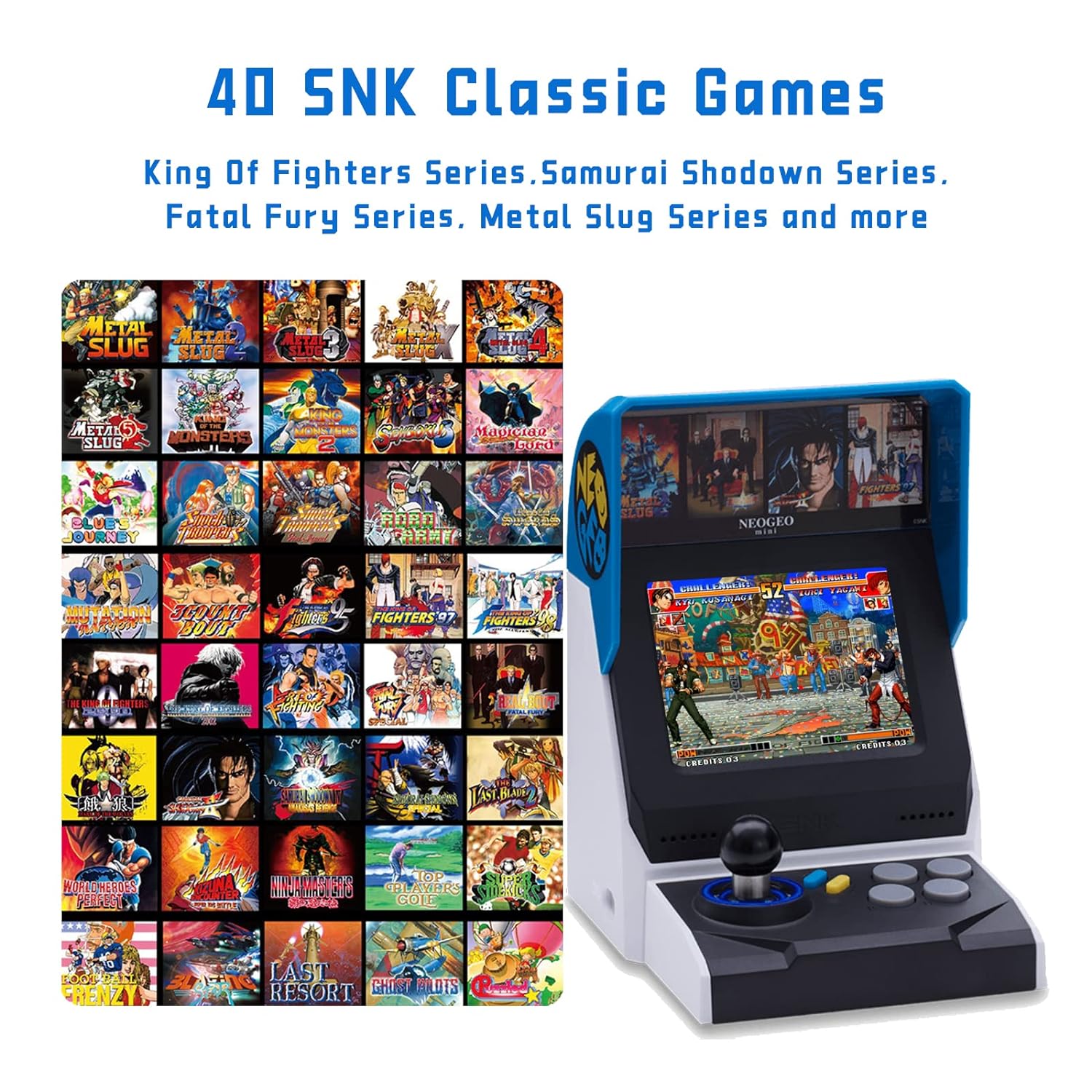 Neogeo Mini Arcade Console Combo (Preloaded with 40 Classic SNK Games)