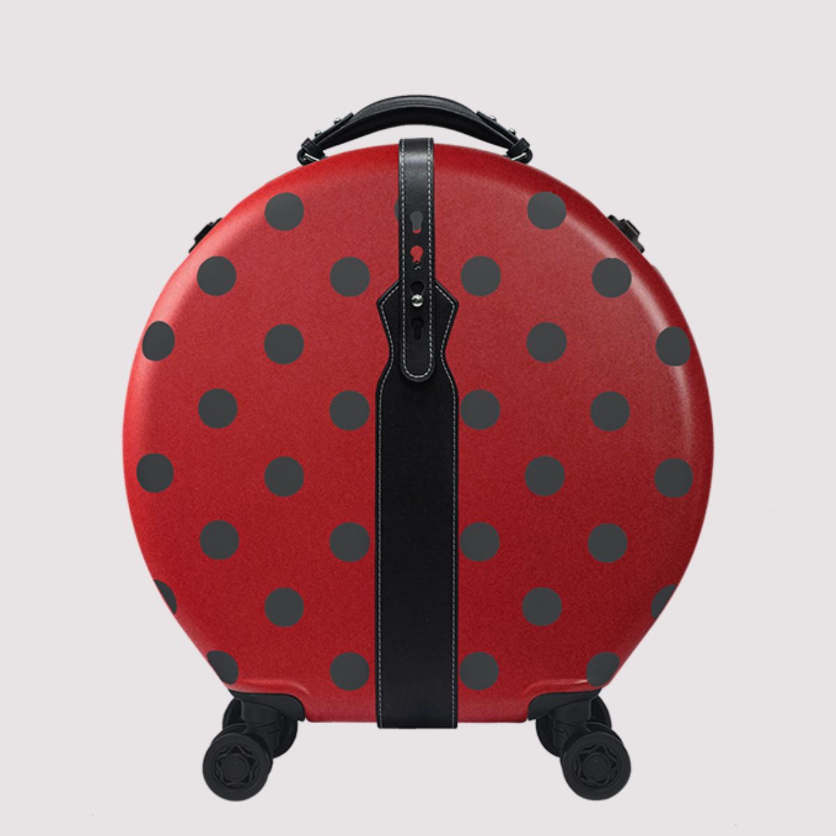 OOKONN Round 20" Carry-on Luggage, Monogram Polka Dot Red