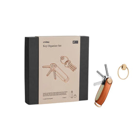 Leather Key Organizer + Ring v2 Gift Set, Congac/Tan