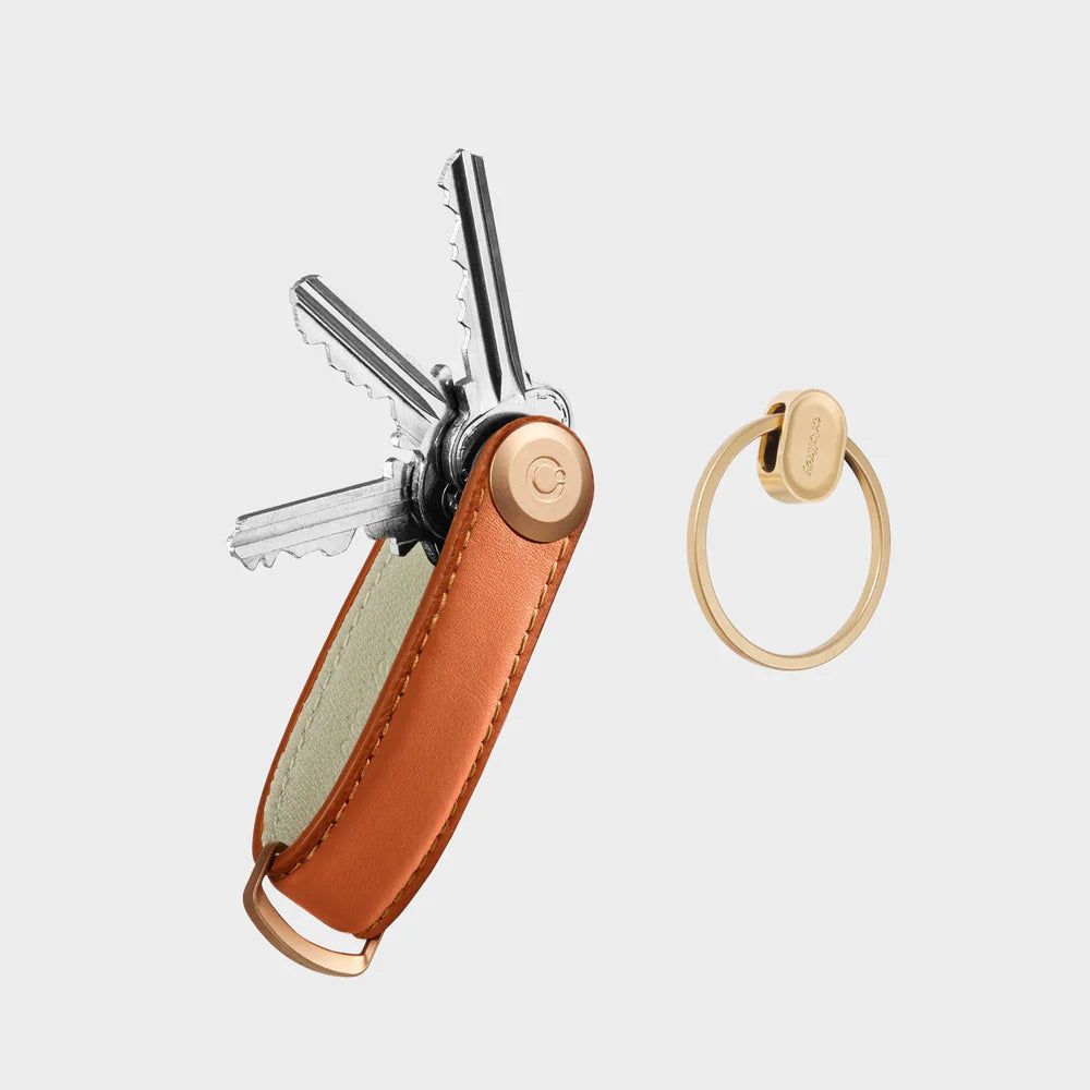 Leather Key Organizer + Ring v2 Gift Set, Congac/Tan