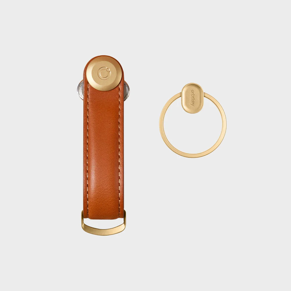 Leather Key Organizer + Ring v2 Gift Set, Congac/Tan