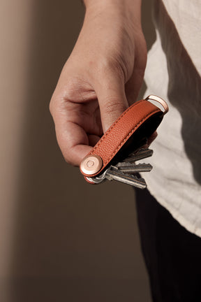 Pebbled Leather Key Organiser, Amber | Orbitkey - Wake Concept Store  