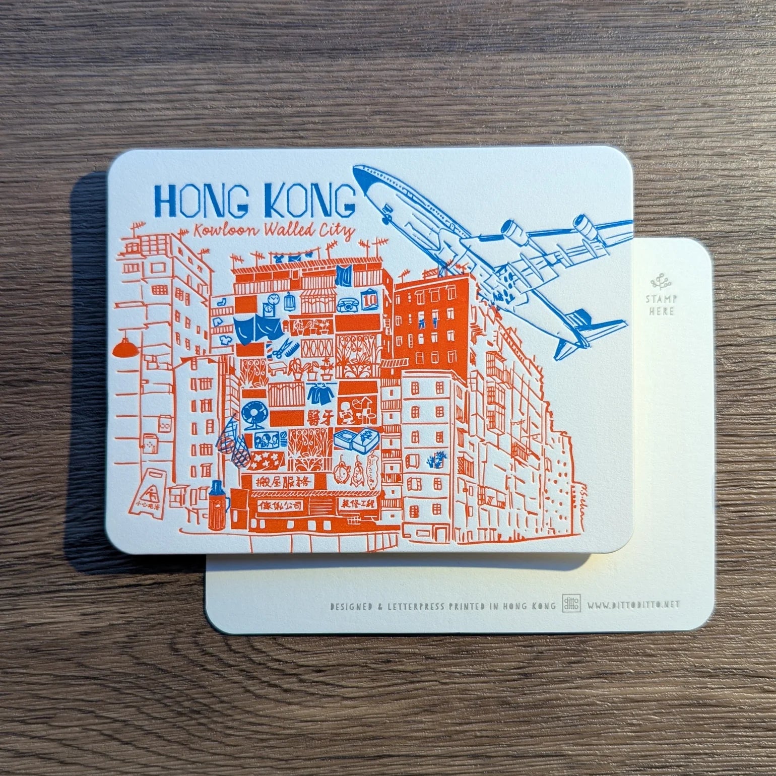 Hong Kong District Letterpress Postcard