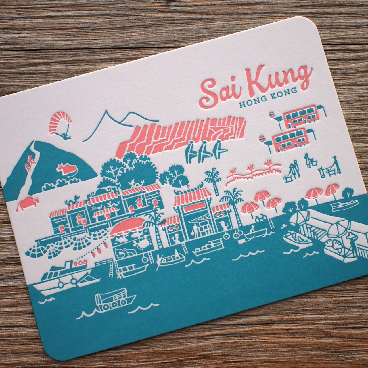 Hong Kong District Letterpress Postcard