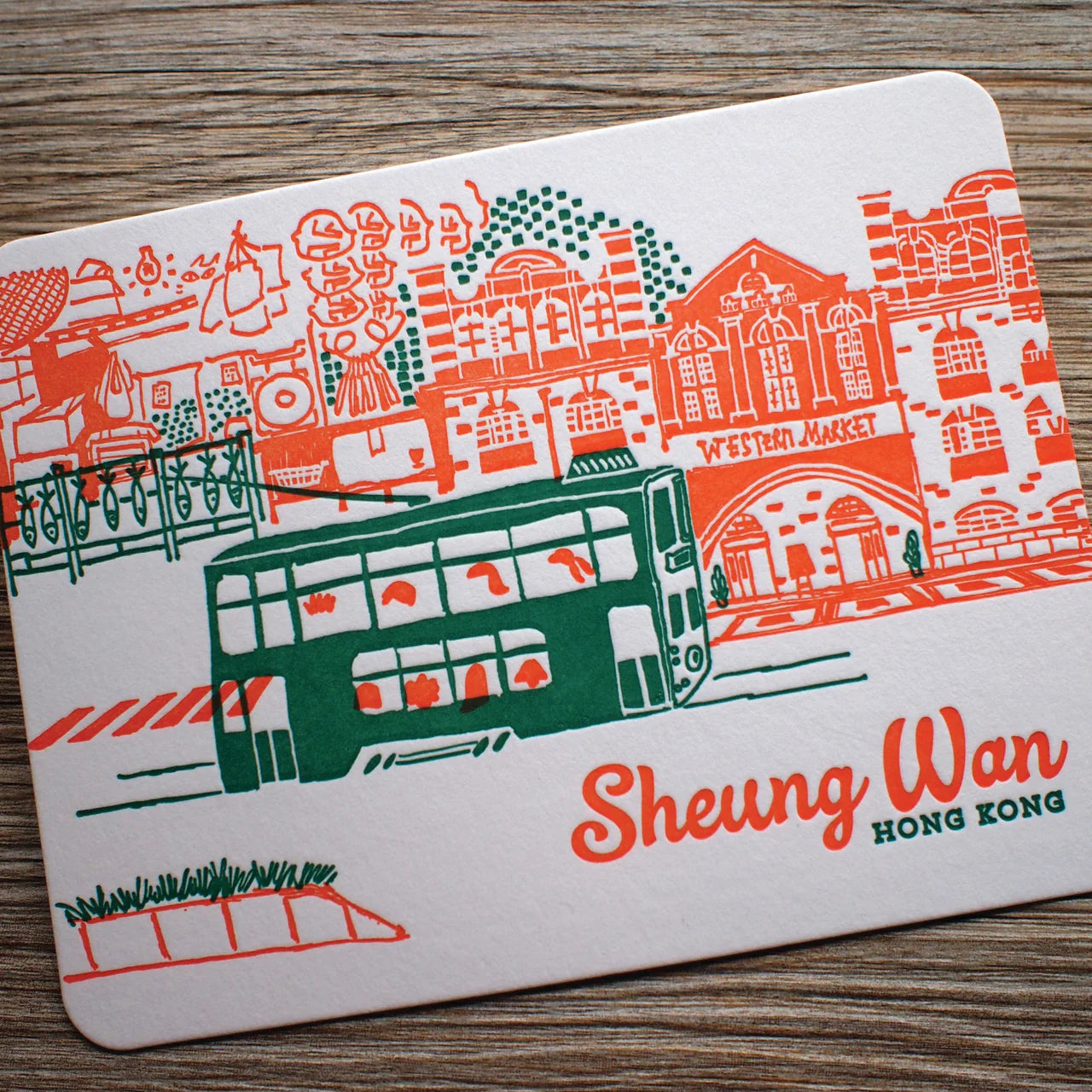 Hong Kong District Letterpress Postcard