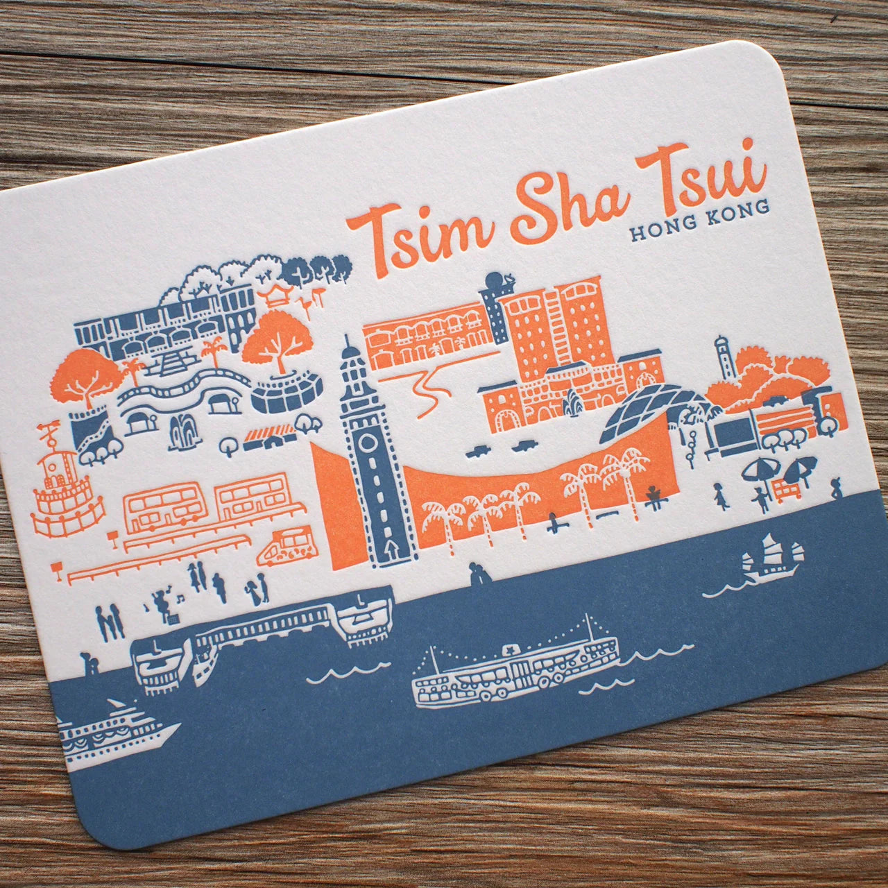 Hong Kong District Letterpress Postcard