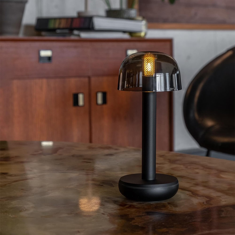 Two Black Smoked Cordless Table Lamp | Humble - Wake Concept Store  