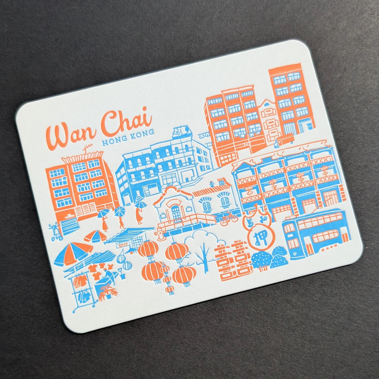 Hong Kong District Letterpress Postcard
