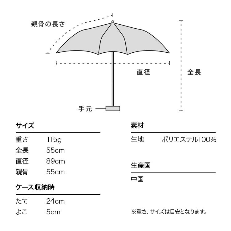 Wpc. Air Light Mini Umbrella, French Border/Green