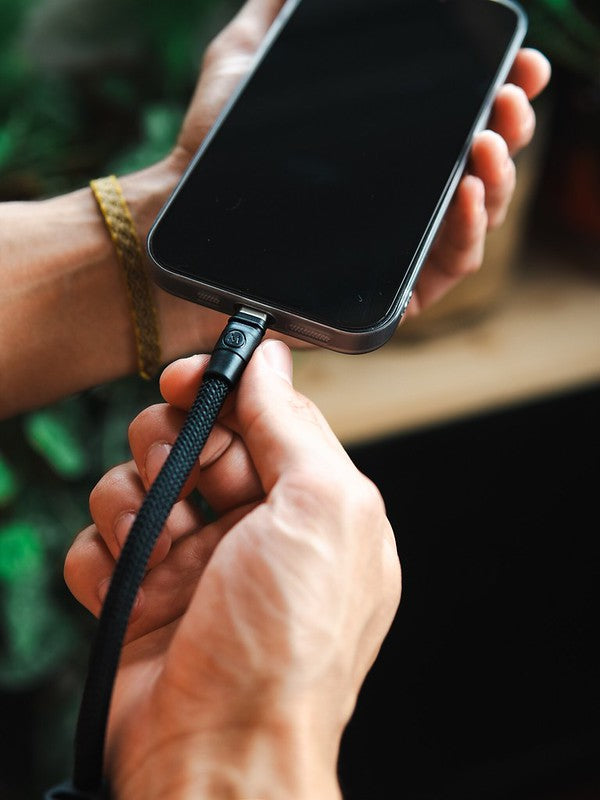 Yoggle Power Hand Charging Cable & Wrist Phone Strap, All Black