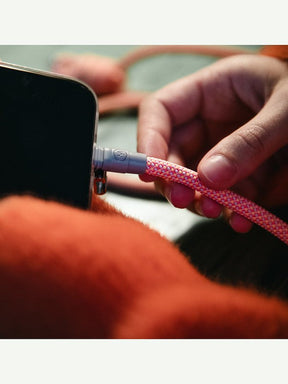 Yoggle Power Click Charging Cable & Crossbody Phone Strap, Hot Pink