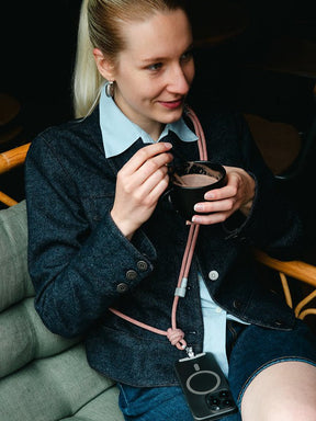 Yoggle Power Click Charging Cable & Crossbody Phone Strap, Dark Pink