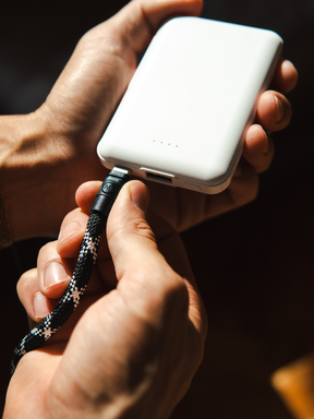 Yoggle Power Click Charging Cable & Crossbody Phone Strap, Black & White