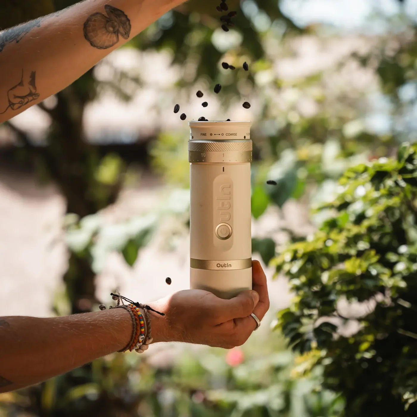 Fino Portable Electric Coffee Grinder, Sandstone White