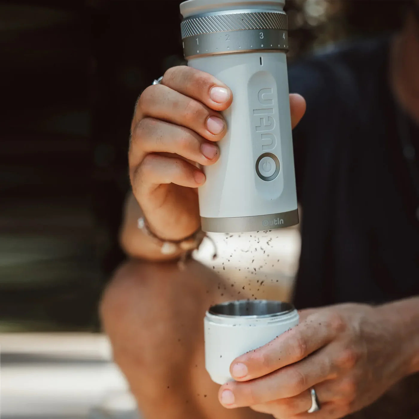 Fino Portable Electric Coffee Grinder, Sandstone White