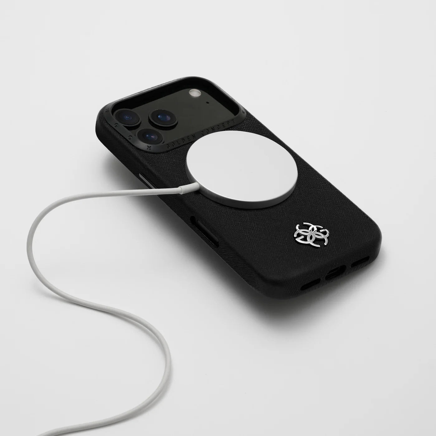 iPhone Case 17 Pro Max, Saffiano Leather Logo