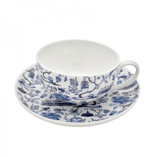 Hong Kong Toile Tea Set, Blue by Faux