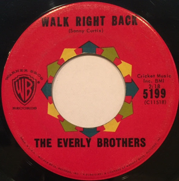 Everly Brothers : Walk Right Back / Ebony Eyes (7")