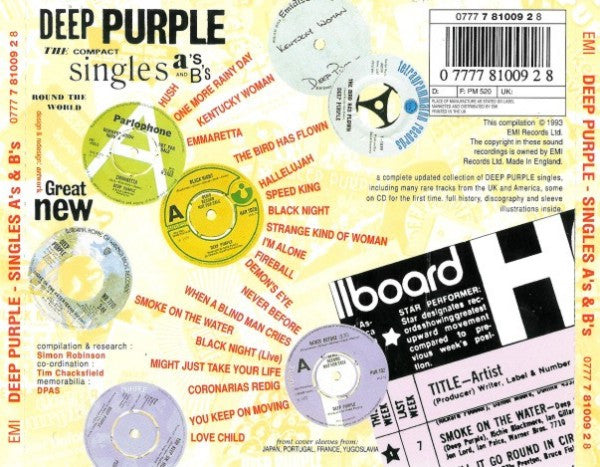 Deep Purple : Singles A's & B's (CD, Comp, RE)