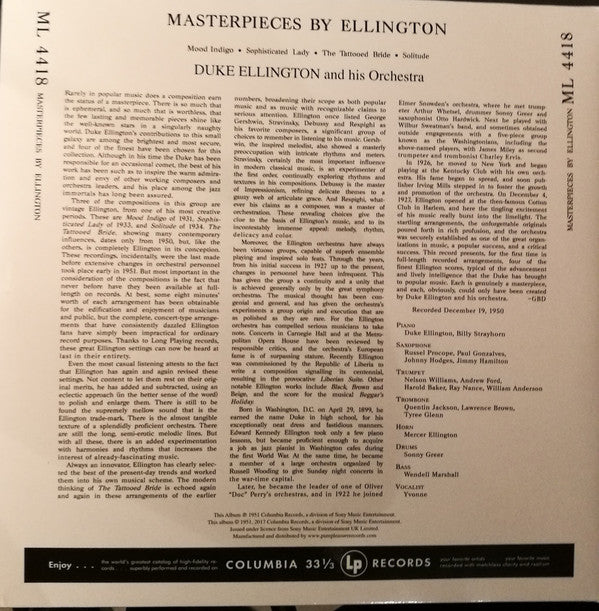 Duke Ellington And His Orchestra : Masterpieces By Ellington (LP, Album, Mono, RE, RM, 180)