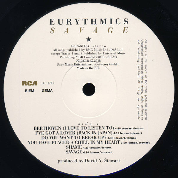 Eurythmics : Savage (LP, Album, RE, RM, 180)