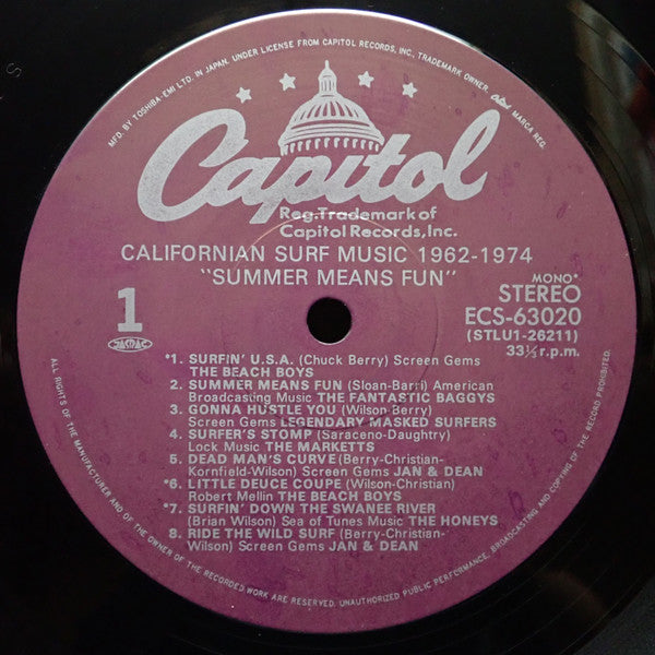 Various : California Surf Music 1962-1974 Summer Means Fun (LP, Comp, Promo)