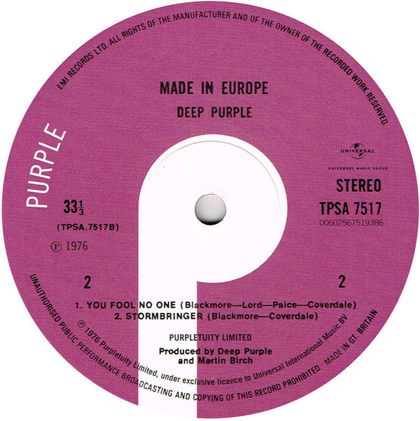 Deep Purple : Made In Europe (LP, Album, Ltd, RE, RM, 180)