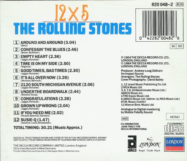 The Rolling Stones : 12 X 5 (CD, Album, Mono, RE, RP)