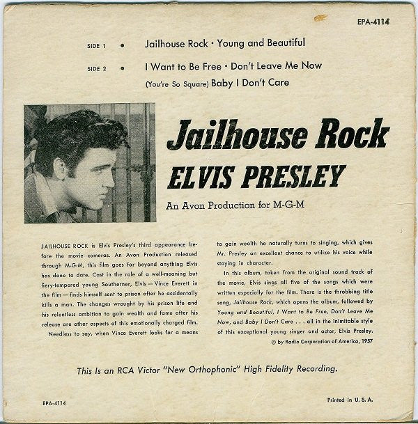 Elvis Presley : Jailhouse Rock (7", Album, EP)