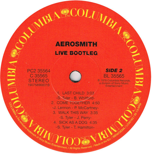 Aerosmith : Live! Bootleg (2xLP, Album, RE, RM)