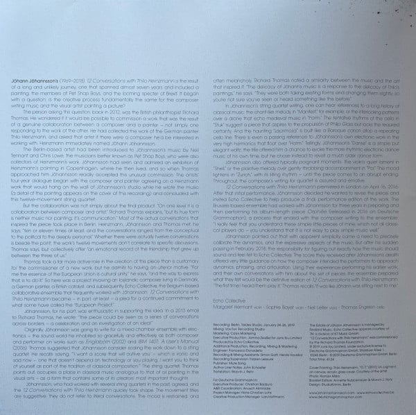 Jóhann Jóhannsson, Echo Collective : 12 Conversations With Thilo Heinzmann (LP, Album, Ltd, 180)