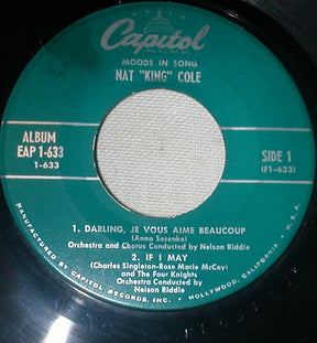 Nat King Cole : Moods In Song (7", EP)