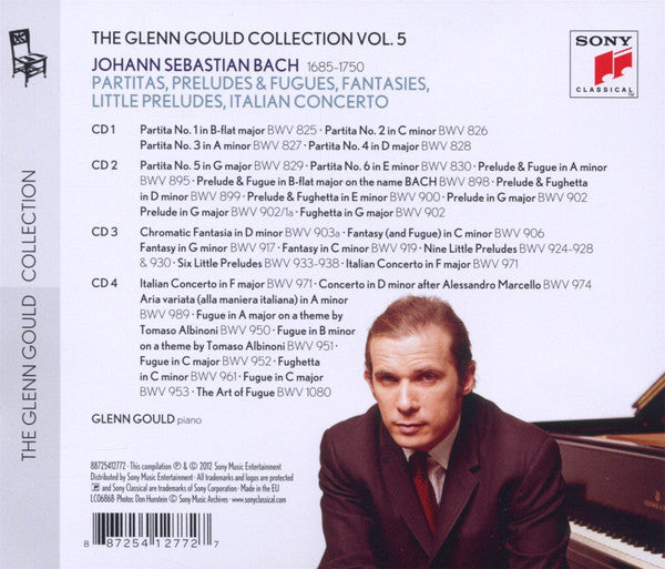 Glenn Gould, Johann Sebastian Bach : Glenn Gould Plays Bach: 6 Partitas ・Chromatic Fantasy ・Italian Concerto ・The Art of the Fugue (excerpts) ・Preludes, Fugues & Fantasies (4xCD, Comp)