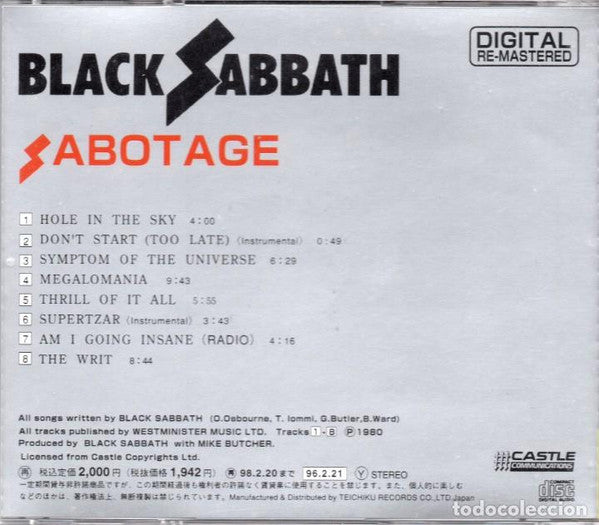 Black Sabbath : Sabotage (CD, Album, RE, RM)