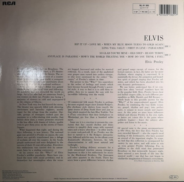 Elvis Presley : Elvis (LP, Album, RE)