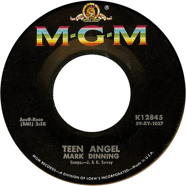Mark Dinning : Teen Angel / Bye Now Baby (7", Single, Scr)