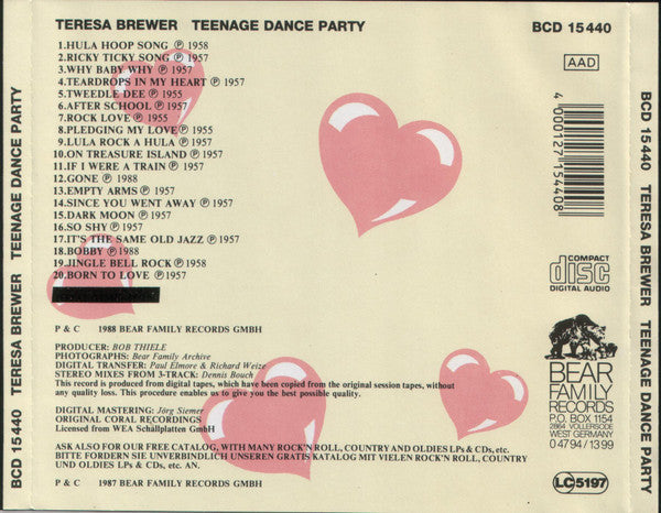 Teresa Brewer : Teenage Dance Party (CD, Comp)