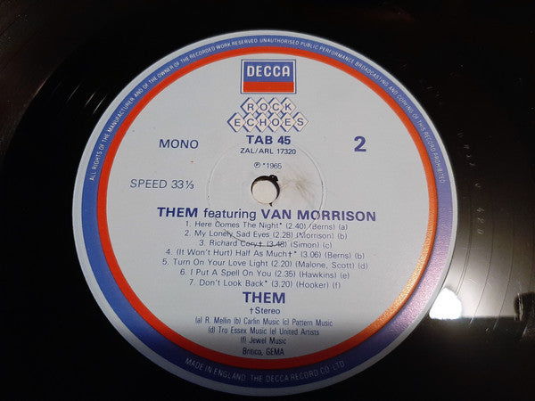 Them (3) Featuring Van Morrison : Them Featuring Van Morrison (LP, Comp, Mono)