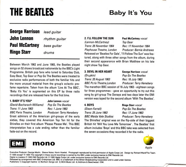 The Beatles : Baby It's You (CD, EP, Single, Mono, RM)