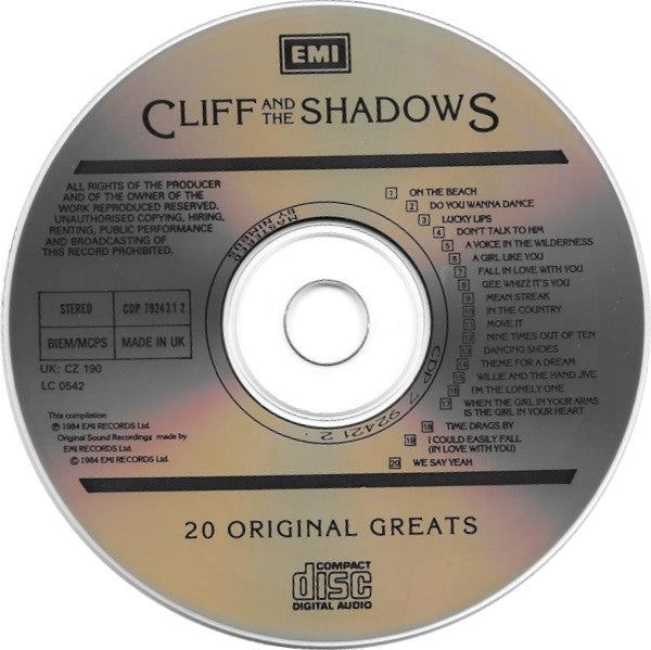 Cliff Richard & The Shadows : 20 Original Greats (CD, Comp, RE)