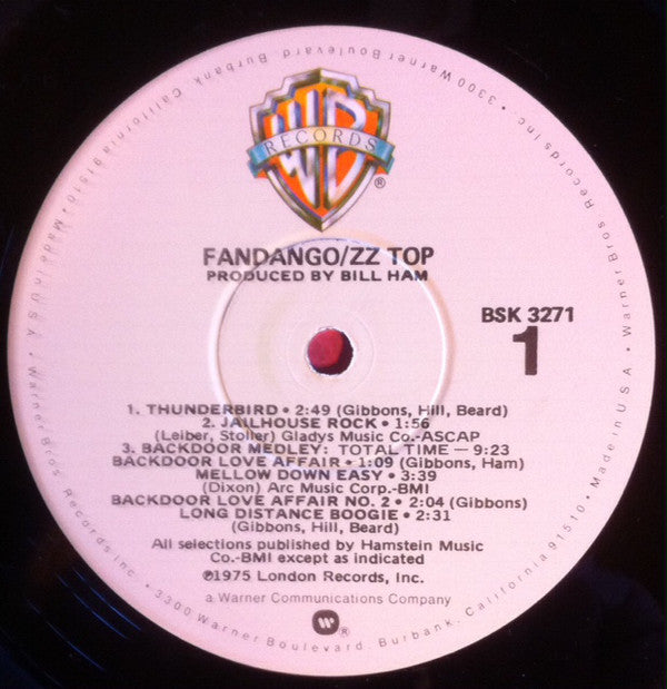 ZZ Top : Fandango! (LP, Album, RE, Jac)