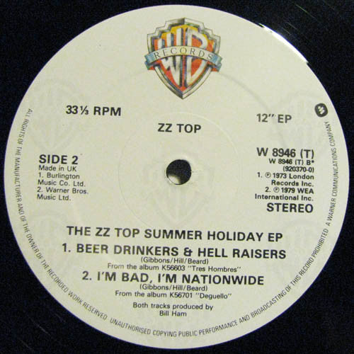 ZZ Top : The ZZ Top Summer Holiday E.P. (12")