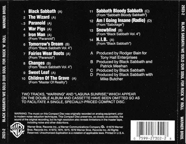 Black Sabbath : We Sold Our Soul For Rock 'N' Roll (CD, Comp, RE)