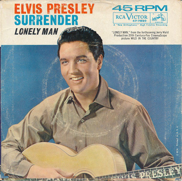 Elvis Presley : Surrender / Lonely Man (7", Single, Mono, Ind)